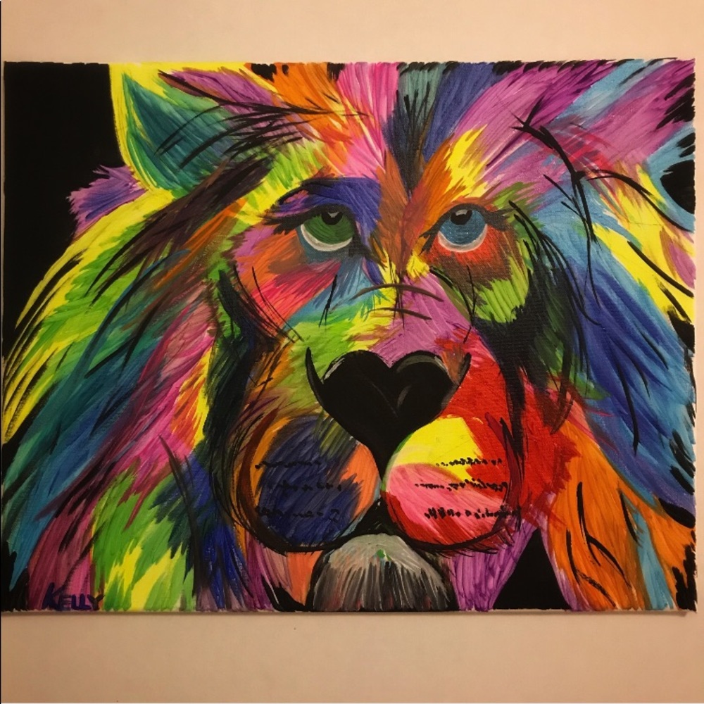 1 DAY $ DROP Colorful Lion Original Painting